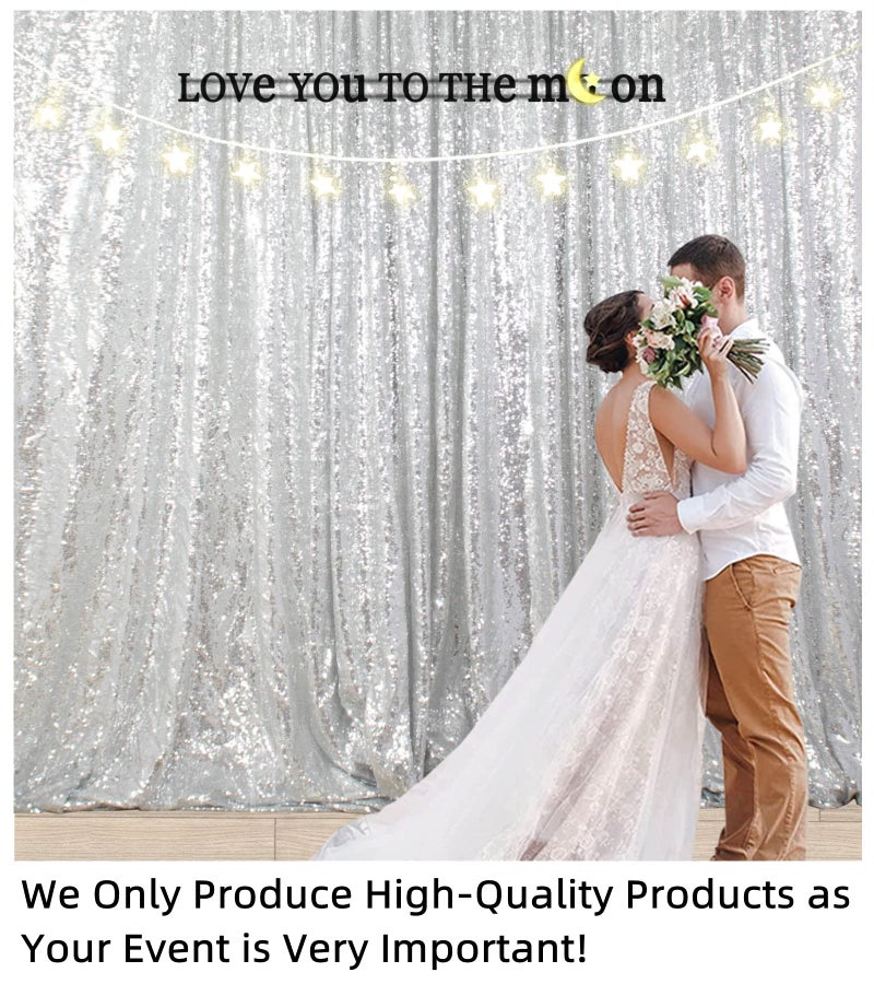 ShiDianYi Sequin Backdrop Silver 20X10FT Wedding Backdrop Photo Booth Glitter Curtain for Party Shimmer Photography Background Decoration - Image 2